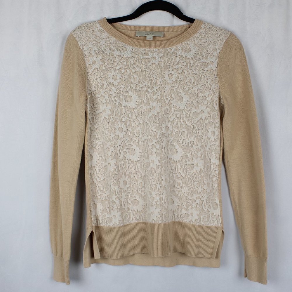 Ann Taylor LOFT | Lace overlay Sweater
